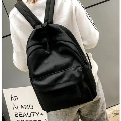 Canvas Black Backpack, Light Simple Travel Bag