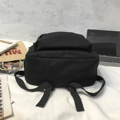 Canvas Black Backpack, Light Simple Travel Bag