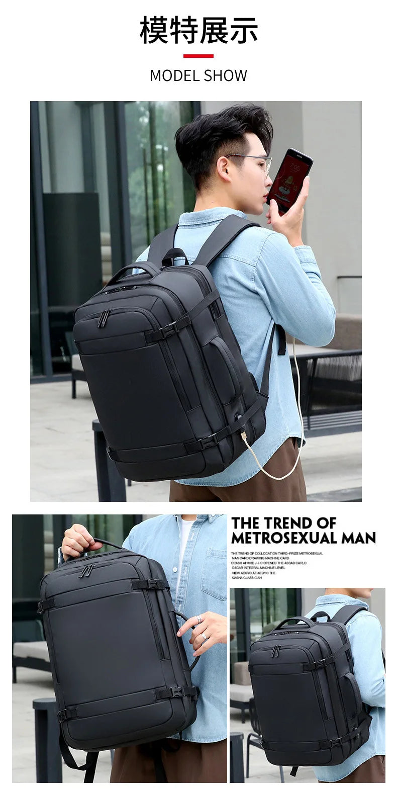 Expandable USB Travel Backpack