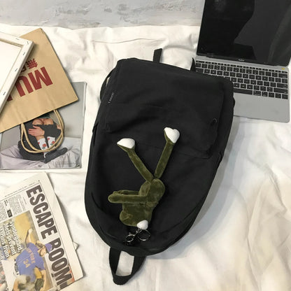 Canvas Black Backpack, Light Simple Travel Bag