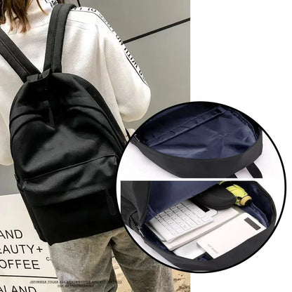 Canvas Black Backpack, Light Simple Travel Bag