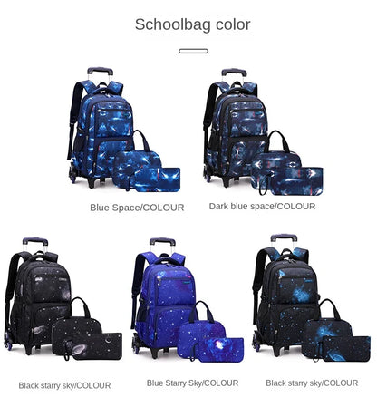 Kids School Bag With Wheels Rolling and Lunch Bag