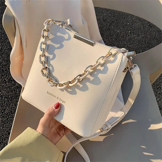 Leisure Bucket Luxury Handbag for Women Fashion Chain Bag Versatile Crossbody Shoulder Bags Ladies Small Square Bag Totes