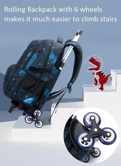 Kids School Bag With Wheels Rolling and Lunch Bag