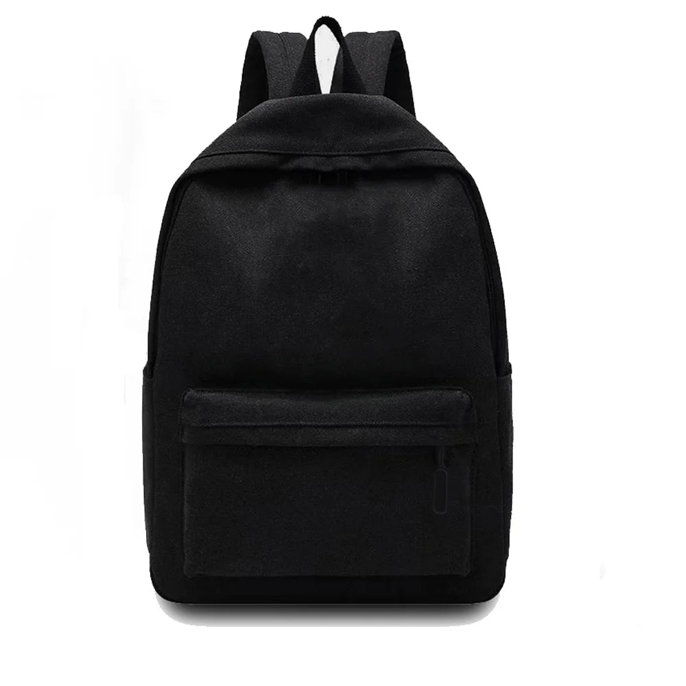 Canvas Black Backpack, Light Simple Travel Bag