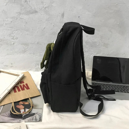 Canvas Black Backpack, Light Simple Travel Bag