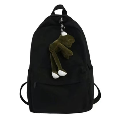 Canvas Black Backpack, Light Simple Travel Bag