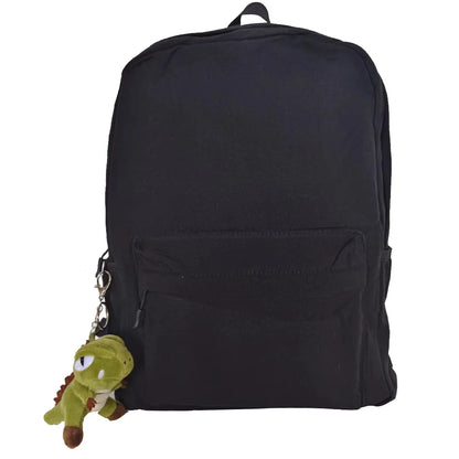 Canvas Black Backpack, Light Simple Travel Bag